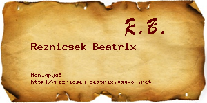 Reznicsek Beatrix névjegykártya